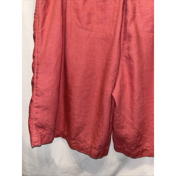 LL Bean Mauve Linen Shorts Women's 18w Elastic Waist Slash Pockets Beach Cruise - Picture 13 of 13